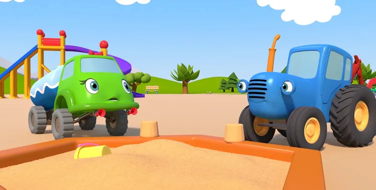Синий трактор на детской площадке - Спокойная игра