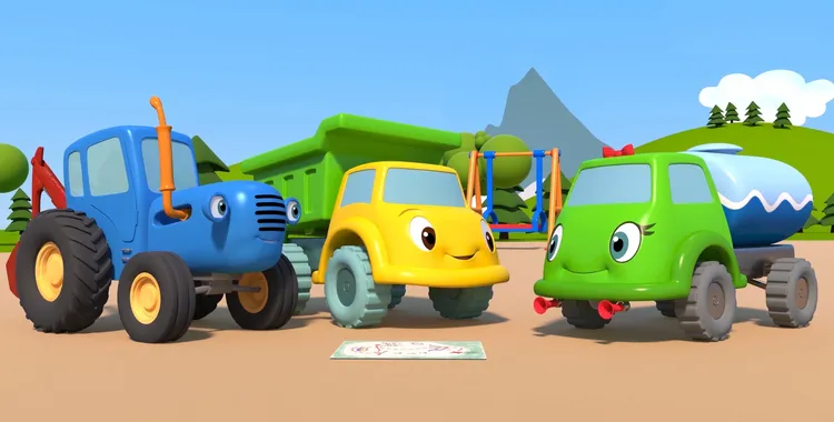 Синий трактор на детской площадке - Карта сокровищ